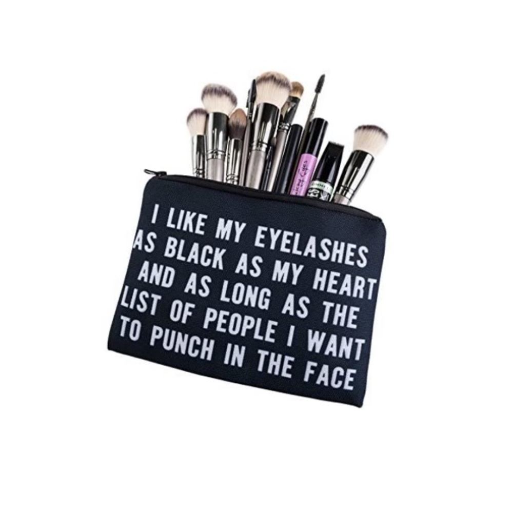 NEW My Eyelashes As Black As My Heart Cosmetic Bag - Picture 2 of 4
